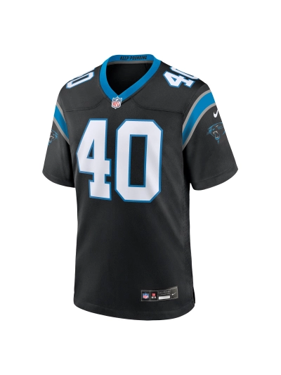 Men's Carolina Panthers Deion Jones Nike Black Game Jersey 02
