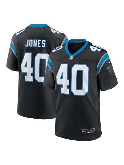 Men's Carolina Panthers Deion Jones Nike Black Game Jersey 01