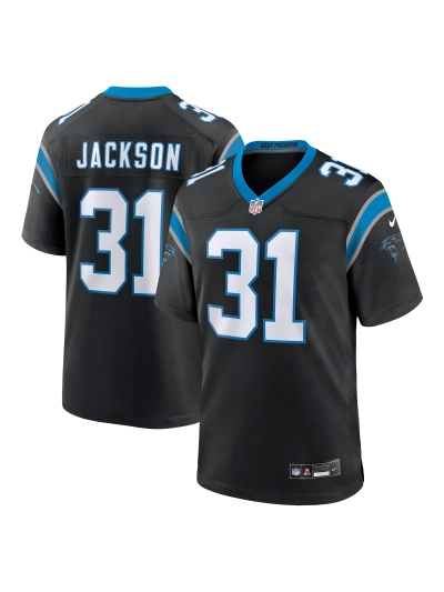 Men's Carolina Panthers Lamar Jackson Nike Black Game Jersey 01