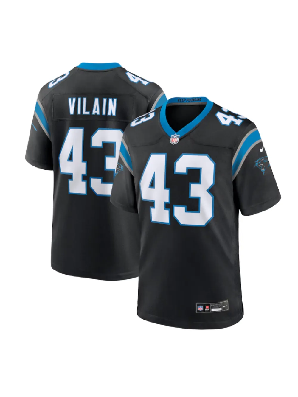 Men's Carolina Panthers Luiji Vilain Nike Black Game Jersey
