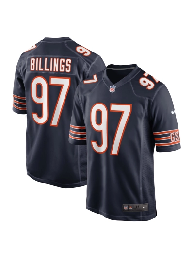Men's Chicago Bears Andrew Billings Nike Navy Game Jersey 01