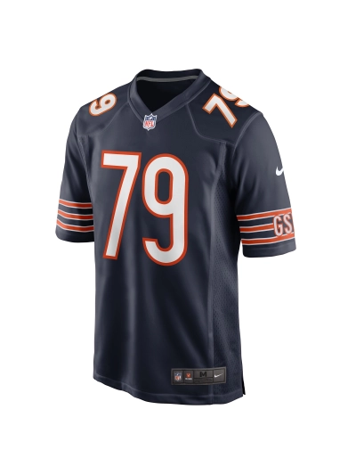 Men's Chicago Bears Austen Pleasants Nike Navy Game Jersey 02
