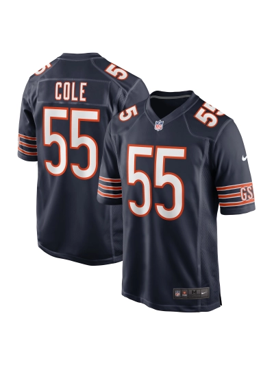 Men's Chicago Bears Dylan Cole Nike Navy Game Jersey 01