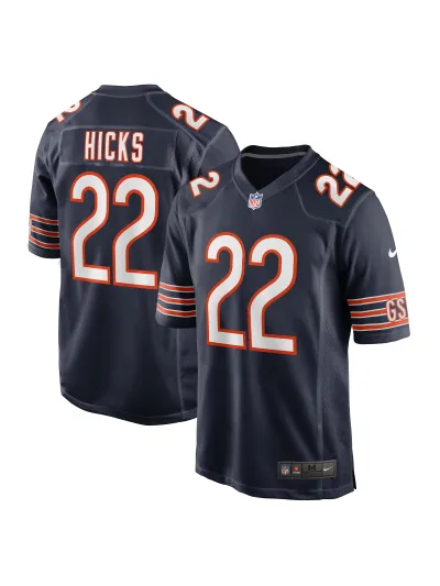 Men's Chicago Bears Elijah Hicks Nike Navy Team Game Jersey 01