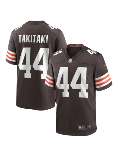Men's Cleveland Browns Sione Takitaki Nike Brown Game Jersey 01