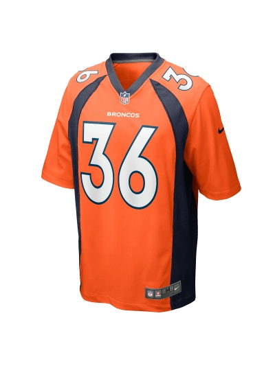 Men's Denver Broncos Tyler Badie Nike Orange Team Game Jersey 02