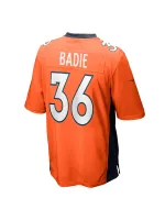 Men's Denver Broncos Tyler Badie Nike Orange Team Game Jersey