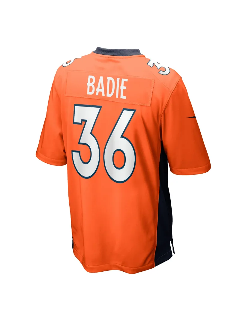 Men's Denver Broncos Tyler Badie Nike Orange Team Game Jersey