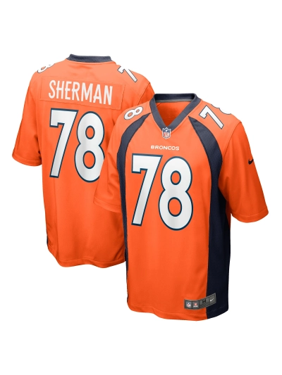 Men's Denver Broncos William Sherman Nike Orange Team Game Jersey 01