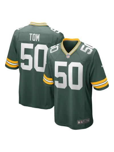 Men's Green Bay Packers Zach Tom Nike Green Game Player Jersey 01