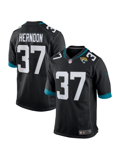 Men's Jacksonville Jaguars Tre Herndon Nike Black Game Jersey 01