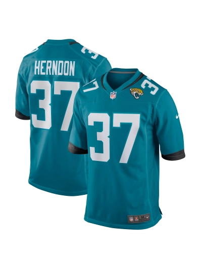 Men's Jacksonville Jaguars Tre Herndon Nike Teal Game Jersey 01