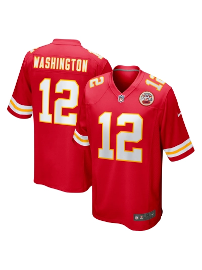 Men's Kansas City Chiefs Montrell Washington Nike Red Team Game Jersey 01