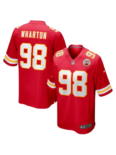 Men's Kansas City Chiefs Tershawn Wharton Nike Red Game Jersey 01