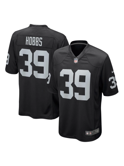 Men's Las Vegas Raiders Nate Hobbs Nike Black Game Jersey 01