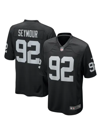 Men's Las Vegas Raiders Richard Seymour Nike Black Retired Player Game Jersey 01