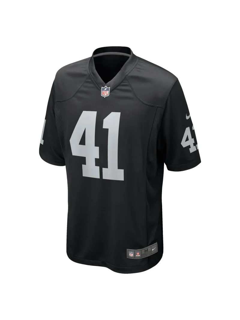 Men's Las Vegas Raiders Robert Spillane Nike Black Game Player Jersey