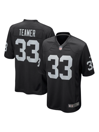 Men's Las Vegas Raiders Roderic Teamer Nike Black Game Jersey 01