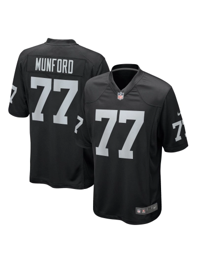 Men's Las Vegas Raiders Thayer Munford Jr. Nike Black Team Game Jersey 01