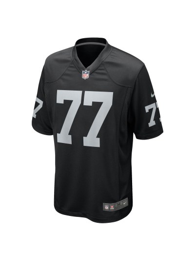 Men's Las Vegas Raiders Thayer Munford Jr. Nike Black Team Game Jersey 02