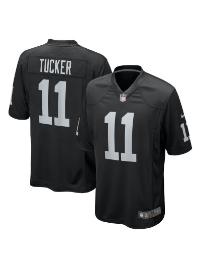 Men's Las Vegas Raiders Tre Tucker Nike Black Team Game Jersey 01