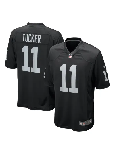Men's Las Vegas Raiders Tre Tucker Nike Black Team Game Jersey 01