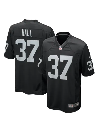 Men's Las Vegas Raiders Tyler Hall Nike Black Team Game Jersey 01