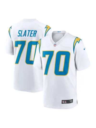 Men's Los Angeles Chargers Rashawn Slater Nike White Game Jersey 01