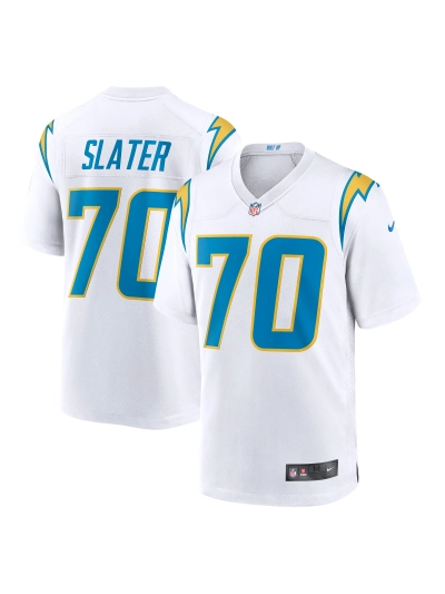 Men's Los Angeles Chargers Rashawn Slater Nike White Game Jersey 01