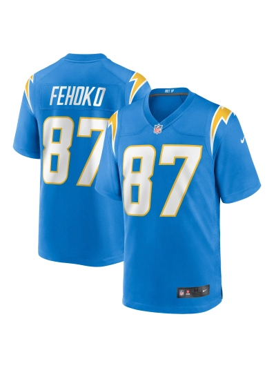 Men's Los Angeles Chargers Simi Fehoko Nike Powder Blue Game Jersey 01