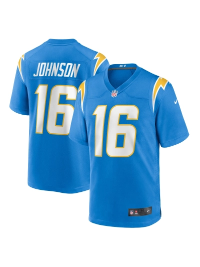 Men's Los Angeles Chargers Tyler Johnson Nike Powder Blue Team Game Jersey 01