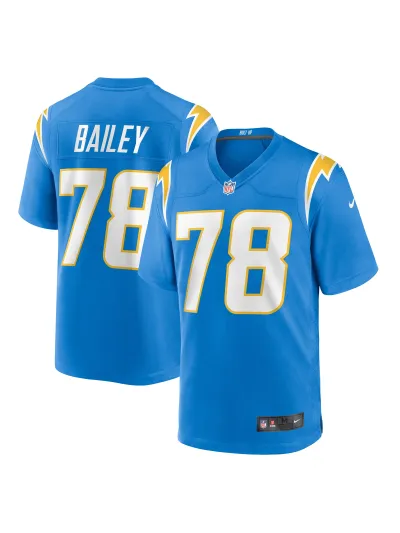 Men's Los Angeles Chargers Zack Bailey Nike Powder Blue Player Game Jersey 01