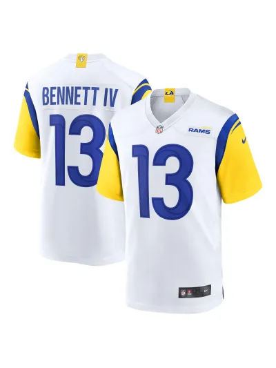 Men's Los Angeles Rams Stetson Bennett Nike White Game Jersey 01