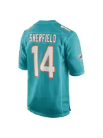 Men's Miami Dolphins Trent Sherfield Nike Aqua Game Player Jersey