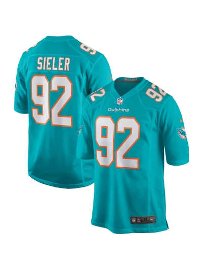 Men's Miami Dolphins Zach Sieler Nike Aqua Game Jersey 01