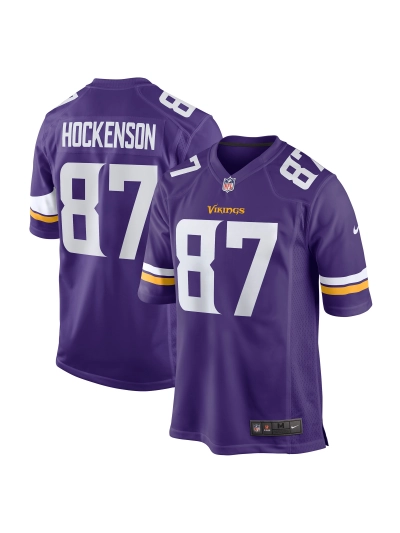 Men's Minnesota Vikings T.J. Hockenson Nike Purple Game Player Jersey 01