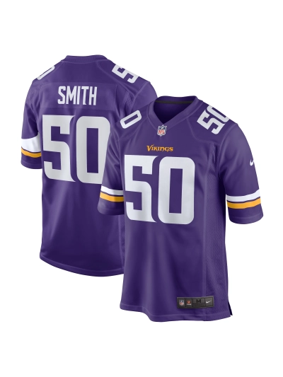 Men's Minnesota Vikings TJ Smith Nike Purple Home Game Player Jersey 01