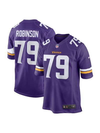 Men's Minnesota Vikings Tyrese Robinson Nike Purple Team Game Jersey 01