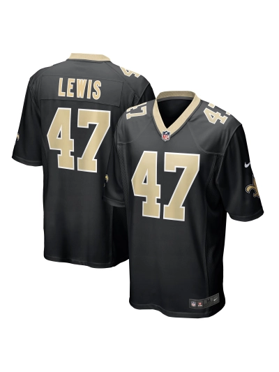 Men's New Orleans Saints Terrell Lewis Nike Black Game Jersey 01