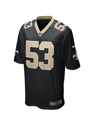 Men's New Orleans Saints Zack Baun Nike Black Game Player Jersey 02