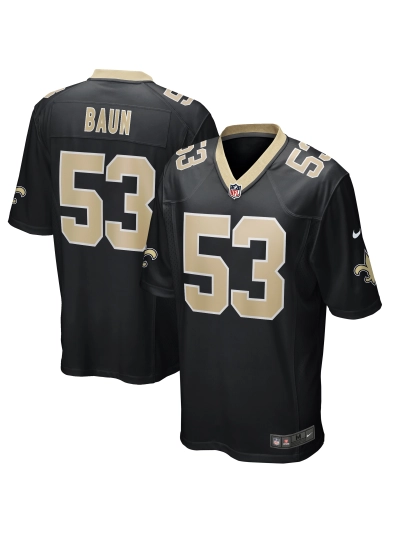Men's New Orleans Saints Zack Baun Nike Black Game Player Jersey 01