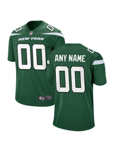 Men's New York Jets Nike Gotham Green Game Custom Jersey 01