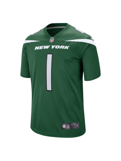 Men's New York Jets Number 1 Dad Nike Gotham Green Game Jersey 02