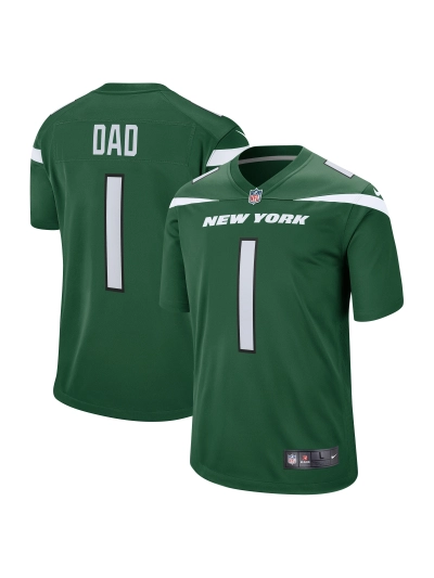 Men's New York Jets Number 1 Dad Nike Gotham Green Game Jersey 01