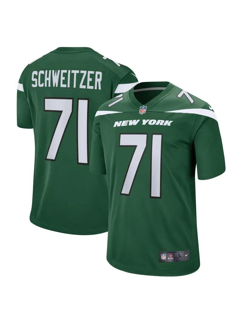 Men's New York Jets Wes Schweitzer Nike Green Game Jersey