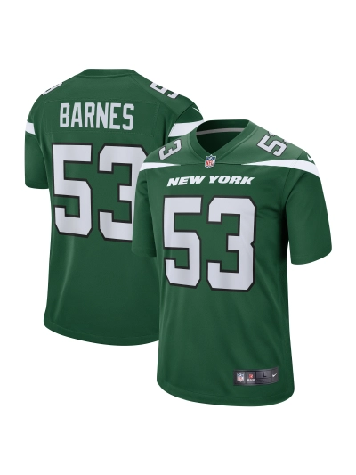 Men's New York Jets Zaire Barnes Nike Gotham Green Game Jersey 01