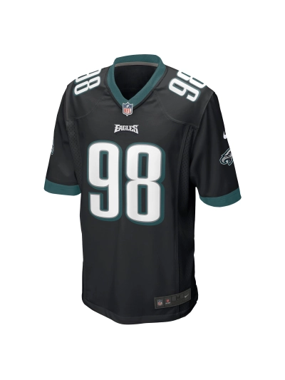 Men's Philadelphia Eagles Jalen Carter Nike Black Alternate Team Game Jersey 02