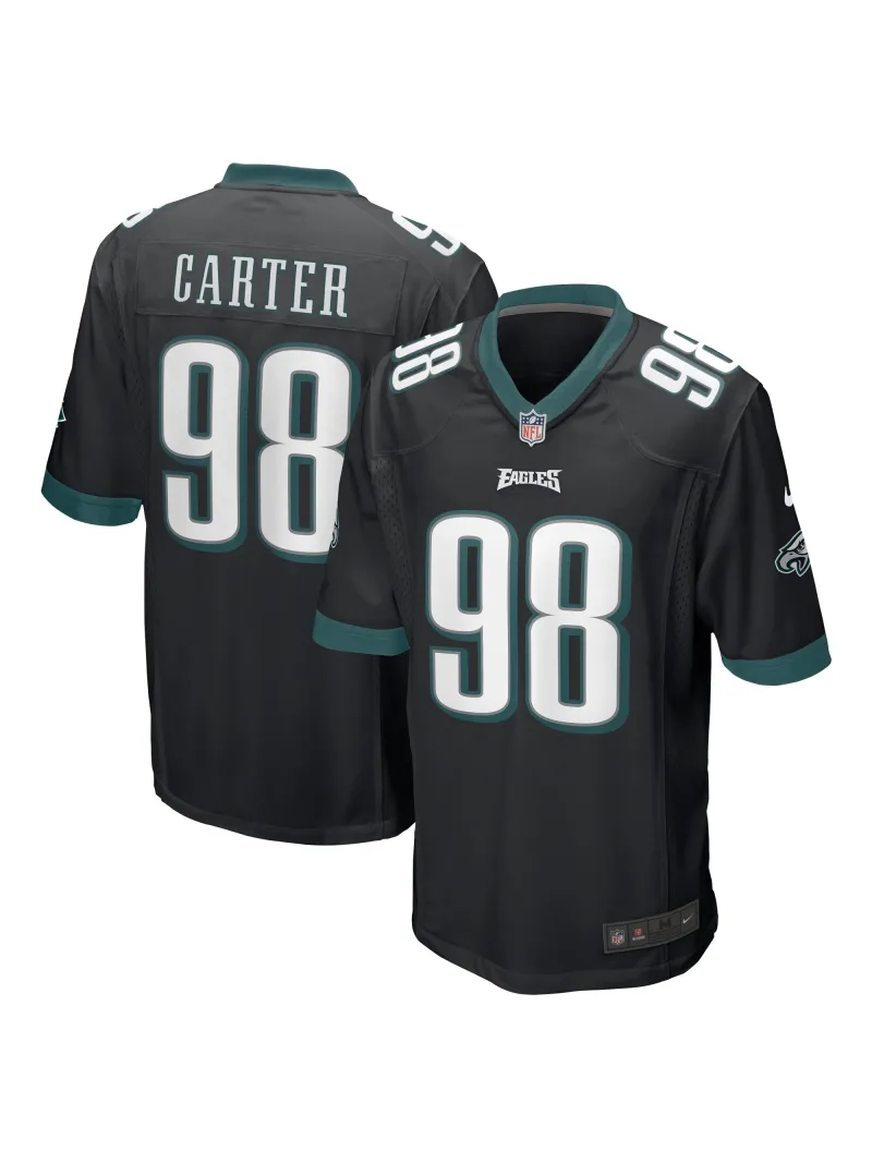 Men's Philadelphia Eagles Jalen Carter Nike Black Alternate Team Game Jersey