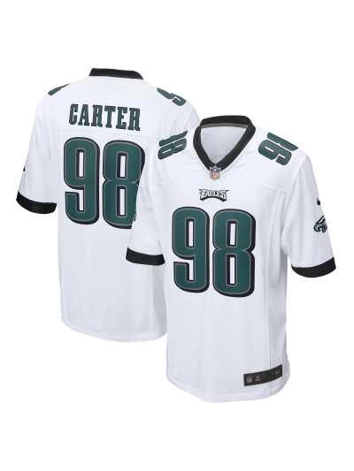 Men's Philadelphia Eagles Jalen Carter Nike White Game Jersey 01