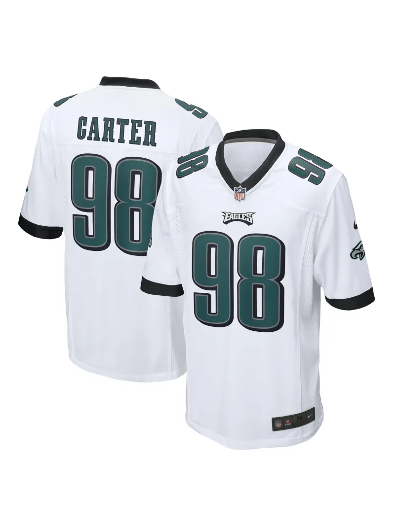 Men's Philadelphia Eagles Jalen Carter Nike White Game Jersey
